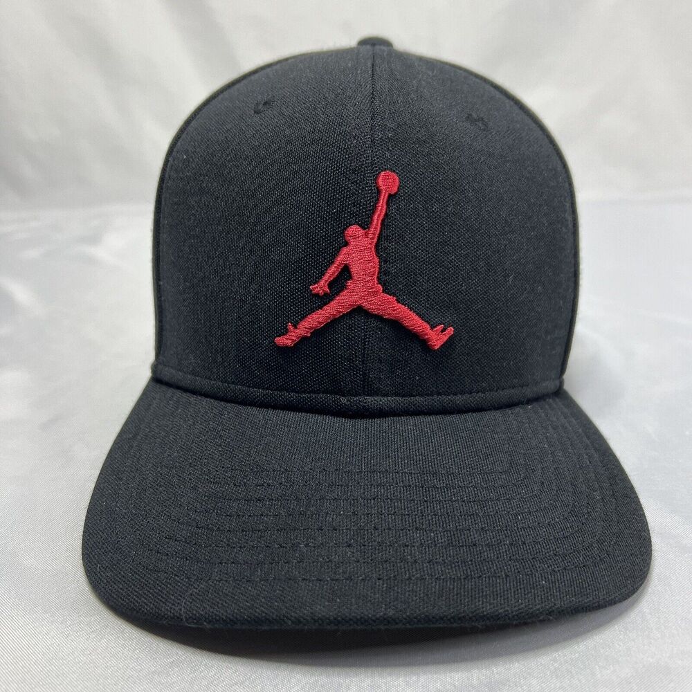 Nike Jordan Black Snapback Baseball Hat Youth Boys Red Jumpman Logo Cap - Picture 2 of 8